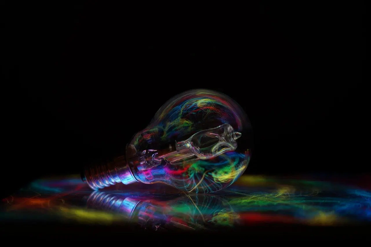 A colorful picture of some smoke coming out of it.