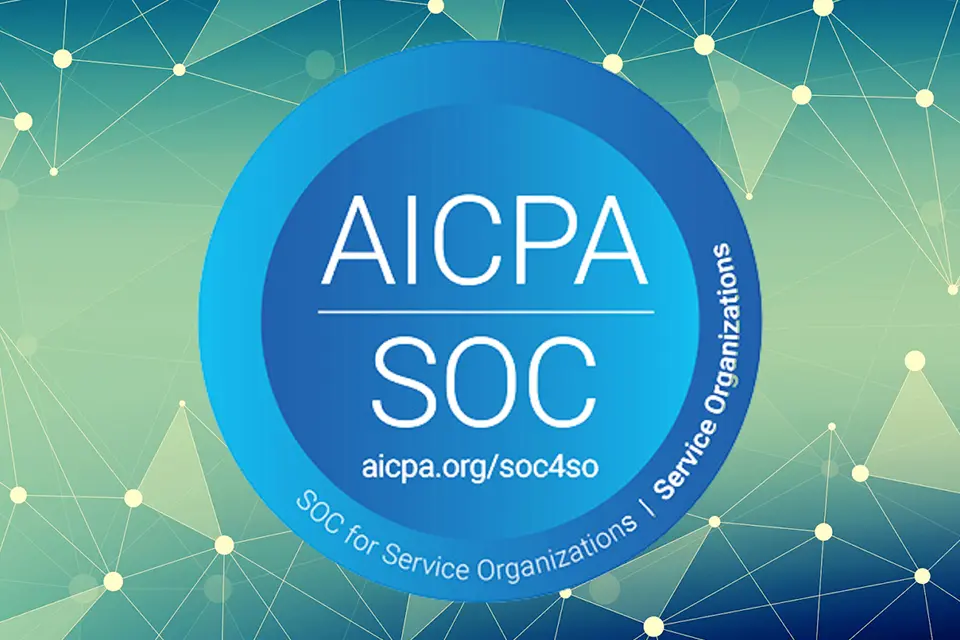 A blue circle with the words aicpa soc on it.